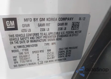 2022 Chevrolet Trailblazer Fwd Activ из США, поврежденный, VIN KL79MVSL3NB143159